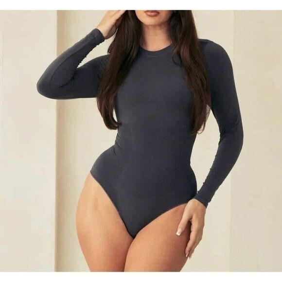 Pinsy Women's Sz 3X Gray Butter Sculpt Long Sleeve Shapewear Bodysuit - Picture 5 of 7